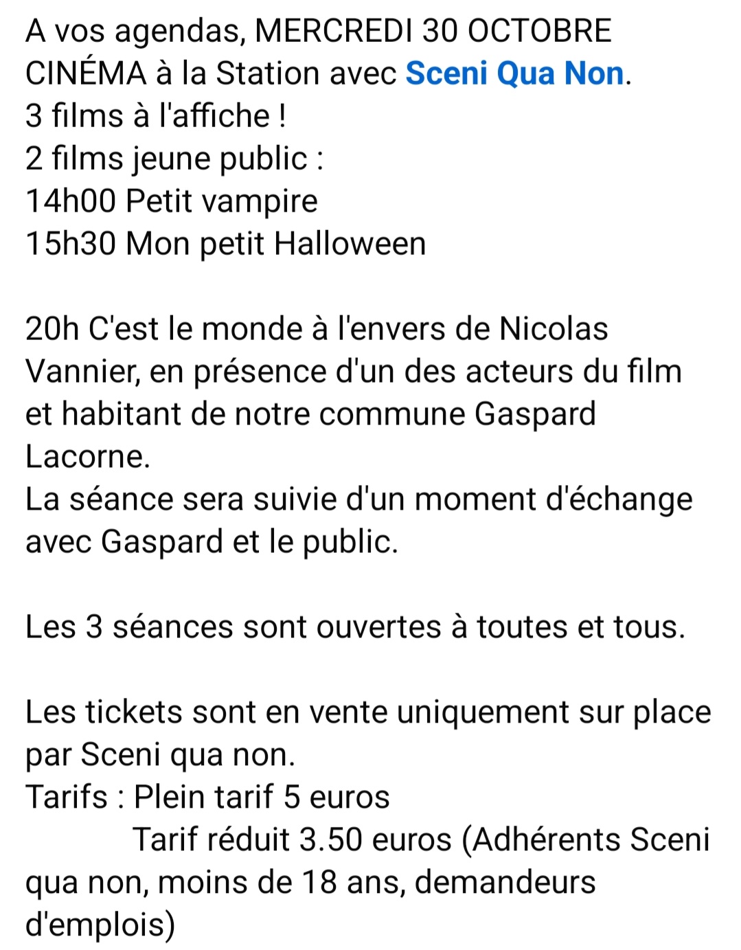 Séances de cinéma